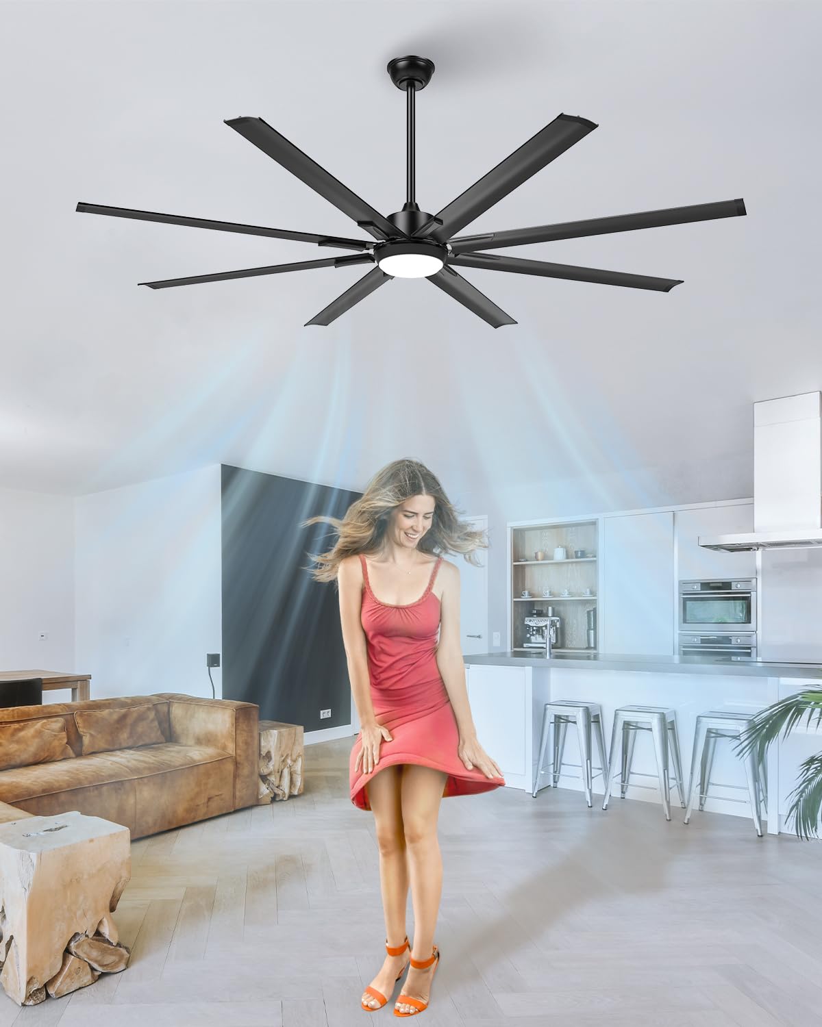 72 Inch Large Industrial Ceiling Fan with Light and