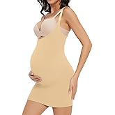 Arearief Women's Maternity Bustless Tank Top Belly Support, Pregnancy Adjustable Spaghetti Strap Bodycon Shapewear Slip Dress