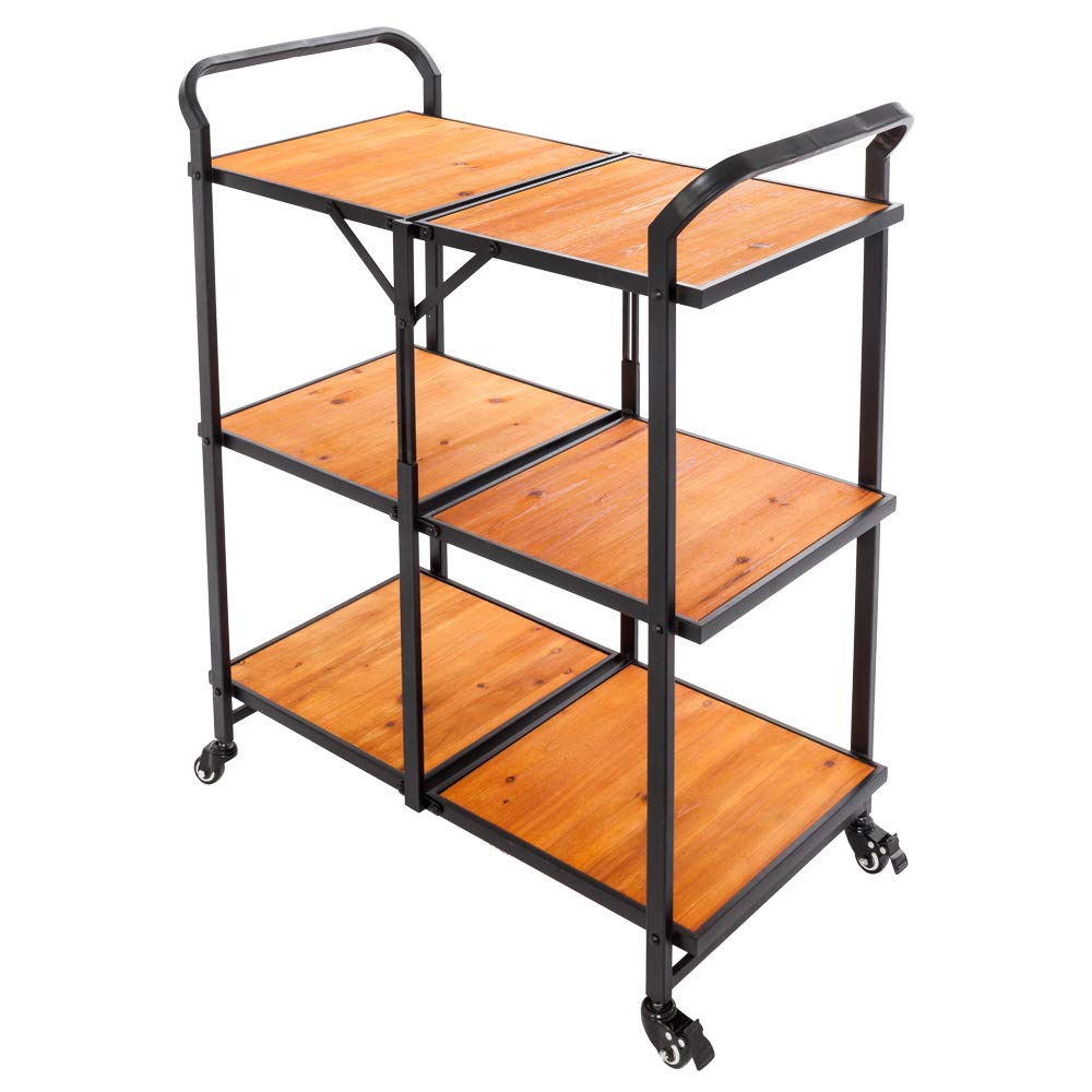 Best Rolling Farmhouse Kitchen Island Cart On Wheels Rustic Wood Industrial Bookshelf