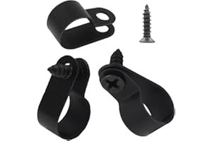 Cionyce 100 Pcs Rope Light Clips, 1/2 Inch Black Nylon Screw Mounting R-Type Cable Clip Wire Clamp for Indoor Outdoor Electrical Wire Management Organizer