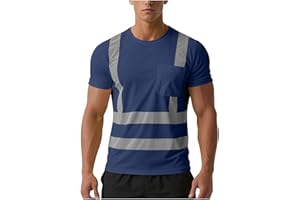 oelaio High Visibility Shirts for Men Quick Dry Safety T-Shirts with Reflective Strips Short Sleeve Breathable Hi Vis Work