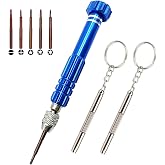 Eyeglass Repair Kit, 5-in-1 Multifunctional Precision Screwdriver Set (torxT5~T6,+1.5,-1.5,star0.8) with Mini Keychain Screwdriver for Glasses, Cellphone, Electronics, Watch, Laptop, Jewelry