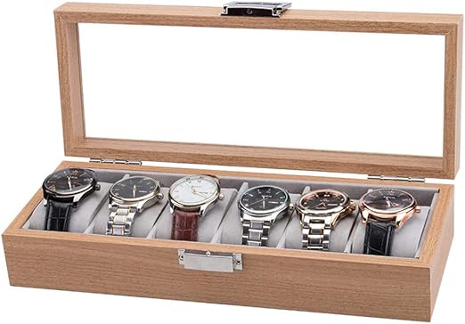 Caja de Relojes Estuche para Relojes, Bandeja de Estilo de época Moderna 6 Ranura Caja de