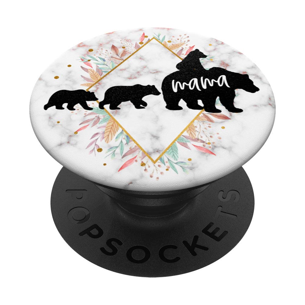 Mama Bear with 3 Three Cubs Phone Grip PopSockets PopGrip: Swappable Grip for Phones & Tablets