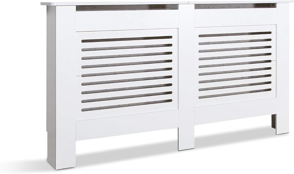 Mondeer White MDF Radiator Cover Cabinet Modern Horizontal Decorative L (152cm)