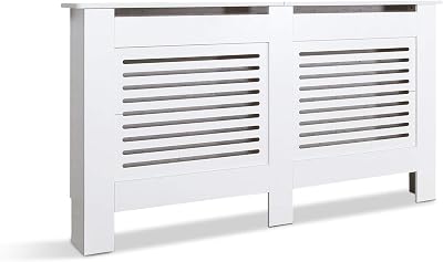 Mondeer White MDF Radiator Cover Cabinet Modern Horizontal Decorative L (152cm)