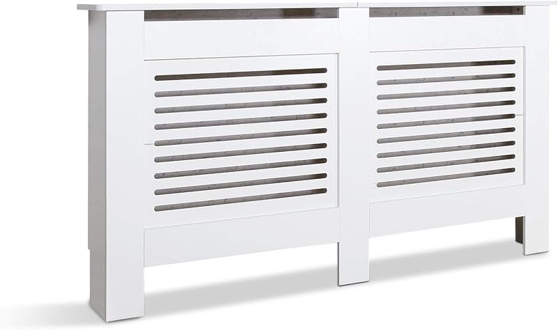 Mondeer White MDF Radiator Cover Cabinet Modern Horizontal Decorative L (152cm)