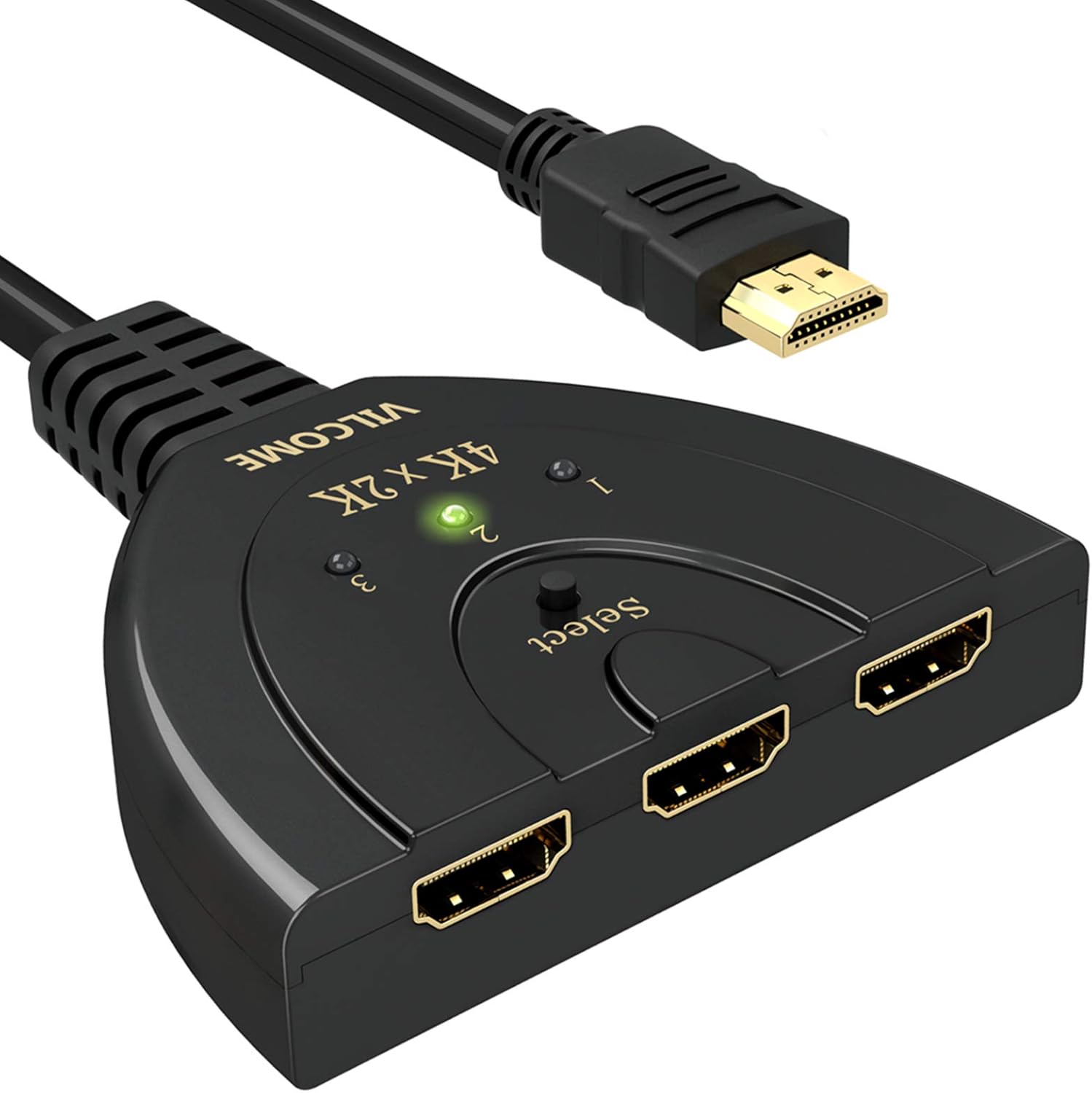 HDMI Switch,VILCOME 3 Port 4K HDMI Switch 3x1 Switch Splitter with Pigtail Cable Supports Full HD 4K 1080P 3D Player: Electronics