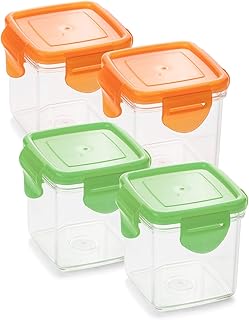 Genius Nicer Dicer Quick Auffangbehälter (8 Teile) je 200 ml Frischhaltedose aufbewahren inkl. Frischhaltedeckel Auffangbox - zum Hineinschneiden, Aufbewahren und Transportieren