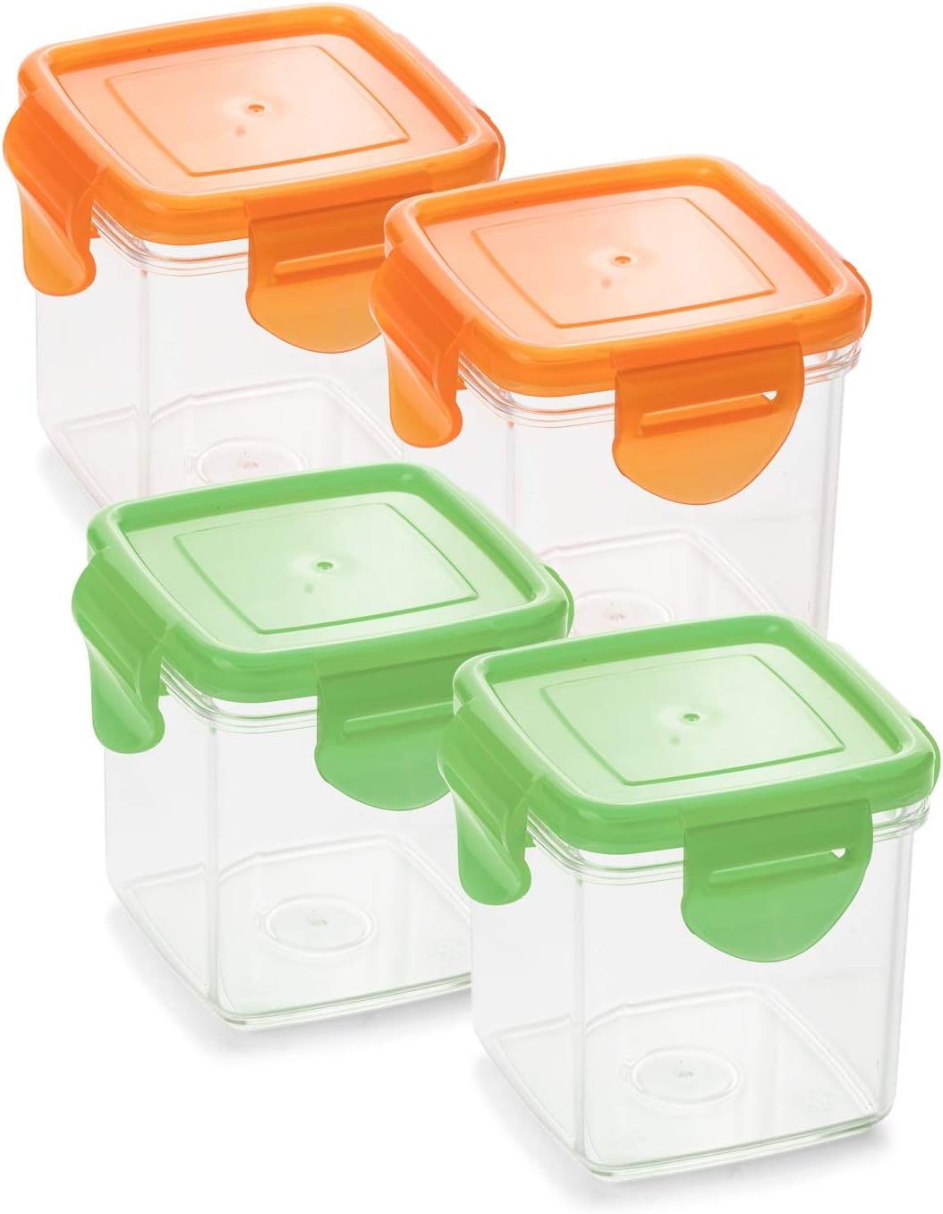 Genius Nicer Dicer Quick Auffangbehälter (8 Teile) je 200 ml Frischhaltedose aufbewahren inkl. Frischhaltedeckel Auffangbox - zum Hineinschneiden, Aufbewahren und Transportieren