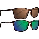 Epoch Eyewear Murphy Sport Polarized Sunglasses 2 Pairs Tortoise Frame Brown Lens & Green Mirror Lens