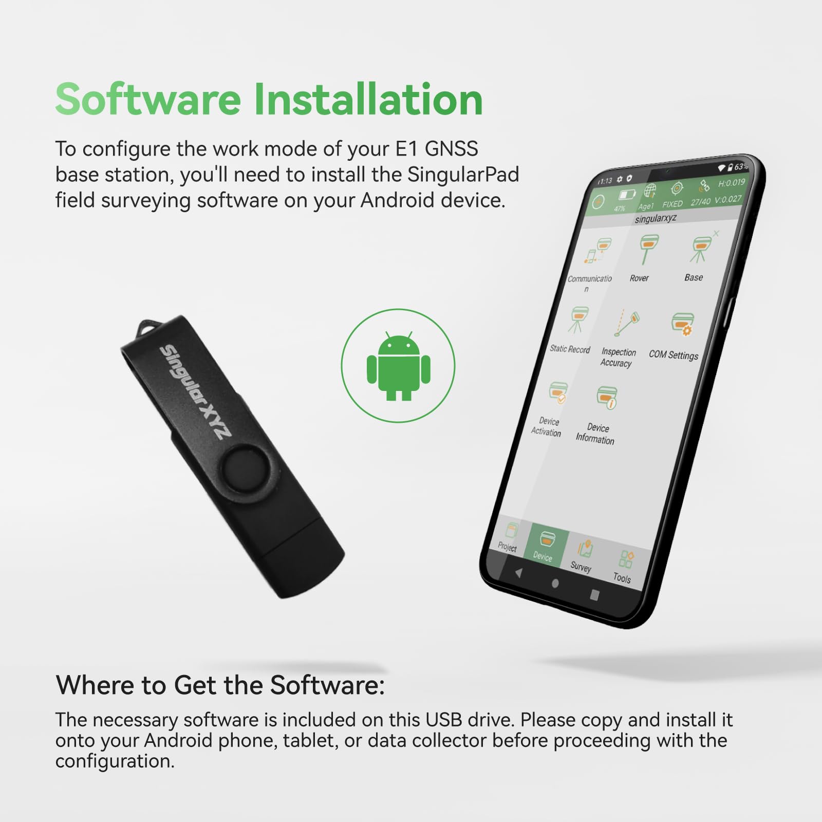 RTK GNSS Survey Equipment 60° Tilt Built-in IMU,Equipped with Rover Handheld GPS for Surveying and Survey Software Ideal for Land Surveying,GIS,Mine Surveying,Topographic Survey