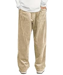 Hidkat Mens Corduroy Casual Pants Fashion Loose Fit
