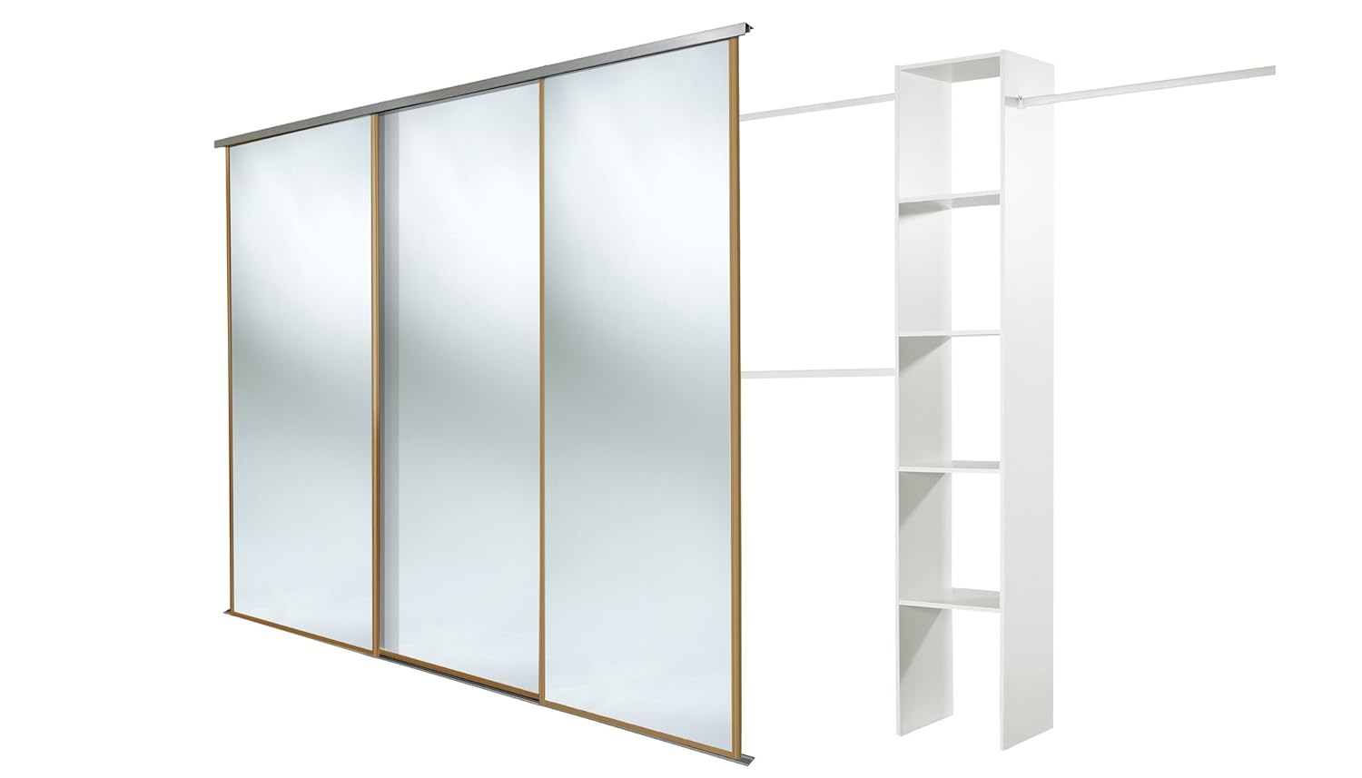 Wide 4ft 11ins Spacepro White Framed Mirror Twin Sliding Wardrobe