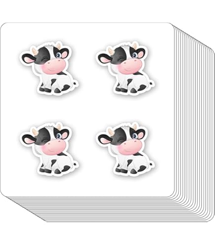 Cool Cow Stickers 50-Pack - Vinyl Decals For Scrapbooking, Journals, Crafts & Kids DIY Projects