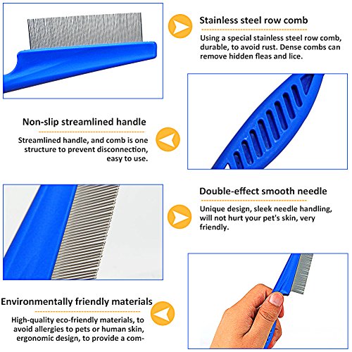 Pet Steel Grooming Comb, Cat Dog Shedding Brush Tear Stain Remover Combs with Short to Long Hair, Steel Comb Gently and Effectively Removes Tangles, Crust, Mucus and Stains from Your Pets