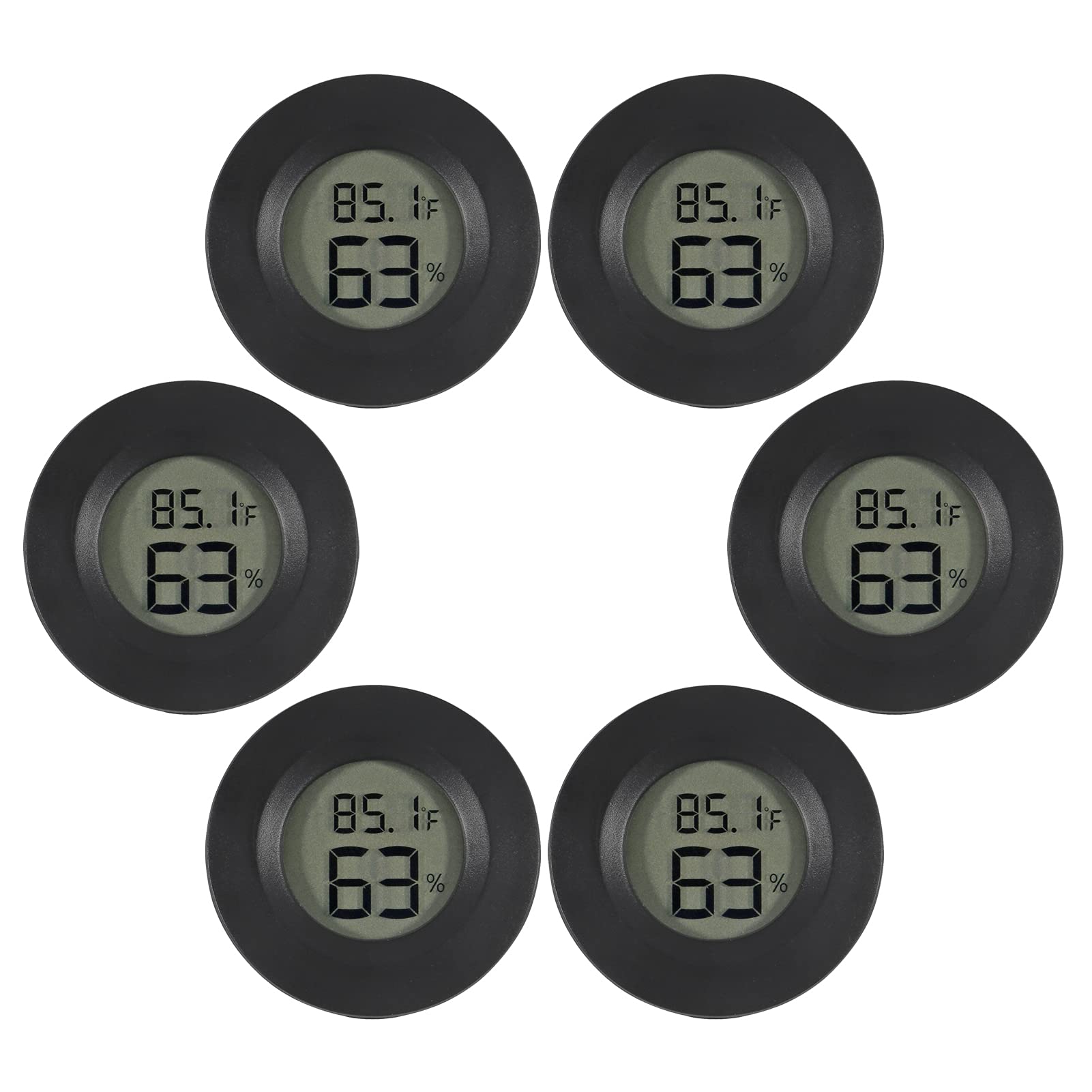 AITRIP 6PACK Mini Hygrometer Thermometer Digital LCD Monitor Indoor/Outdoor Humidity Meter Gauge Temperature for Humidifiers Dehumidifiers Greenhouse Reptile Plant Humidor Fahrenheit(℉) or Celsius(℃)