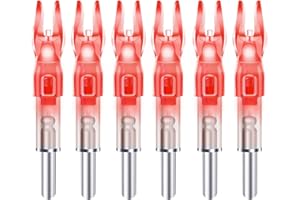 DZHONGD Lighted Nocks for Arrows with .166/G, .204/X, .233/H, .244/S and .246/GT, Bowstring Activation,Archery Lighted nocks (6 Pack)