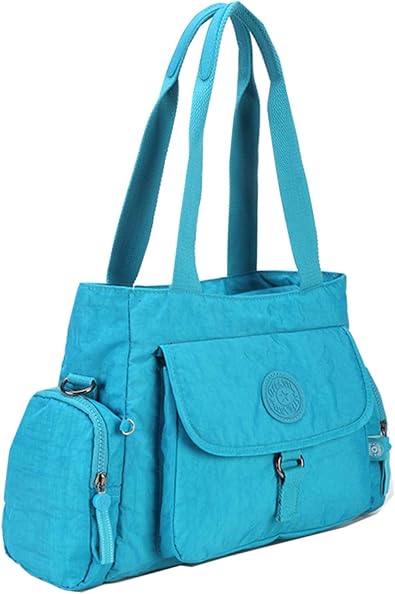 Amazon セブンデイズ ショルダーバッグ レディース 多機能 2way 斜め掛け アウトドア ナイロン トートバッグ 防水加工 小物整理 鞄 カジュアル 通学 通勤 ビジネス 人気 出張 軽量 営業 就活 手さげバッグ オールシーズン 無地 レディース 男女兼用 Sky Blue