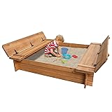 BIRASIL Wood Sandbox with 2 Bench Seats, Sand Boxes