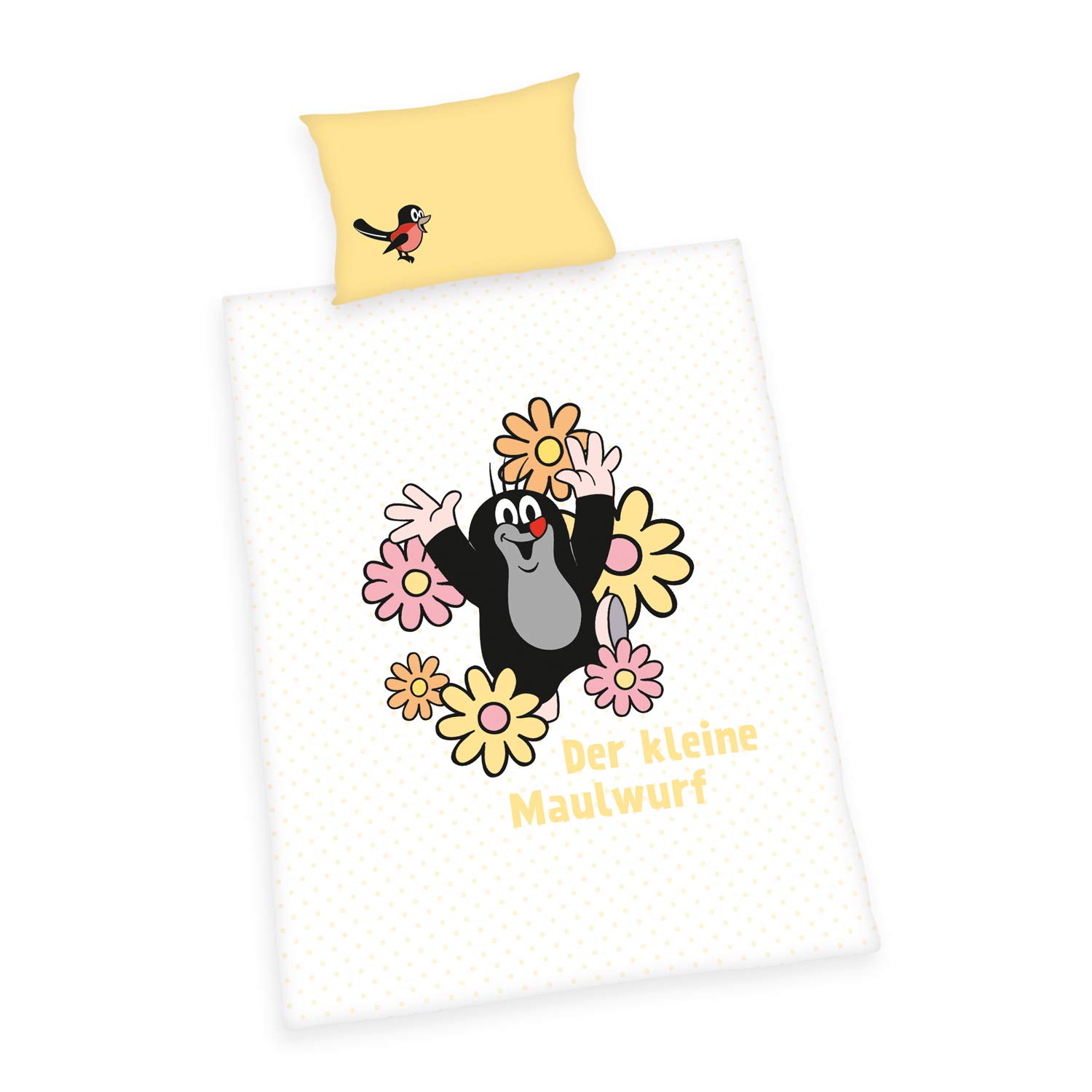 Herding Bedding Set, Cotton, Yellow/White, 40 x 60 cm,100 x 135 cm