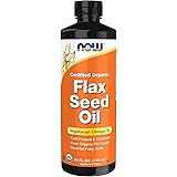 NOW Supplements, Certified Organic Flax Seed Oil Liquid, Cold-Pressed and Unrefined, 24-Ounce