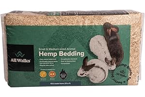 All Walks 18.5 Liter 100% Natural Hemp Bedding - Odor Control, Dust-Free, Chemical-Free, for Chicken Coops, Hamsters, Rabbits & Small Animals, Biodegradable, Made in USA, Highly Absorbent