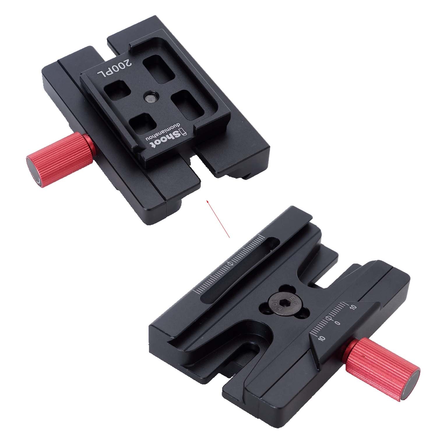 iShoot Tripod Head Clamp Adapter Quick Release Plate Converter for Converting Arca-Swiss Quick Release Plate Used to RC RC2 Standard Tripod Ball Head Clamp, Compatible with Manfrotto 200PL / 410PL