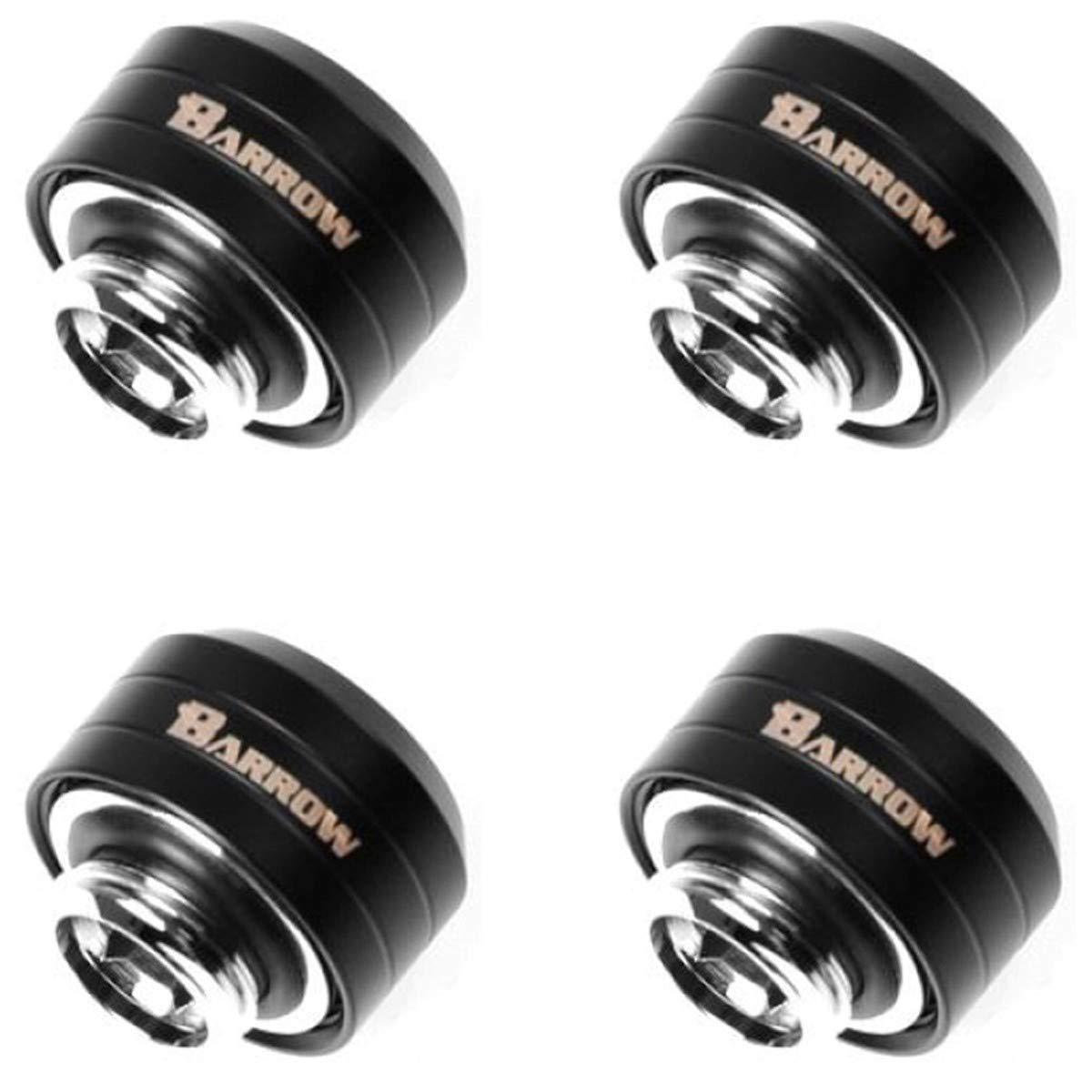 Barrow 19.9cm G1/4" to 14mm Black Hard Tubing Compression Fitting, 4-Pack (PC-water-cooling-fitting)