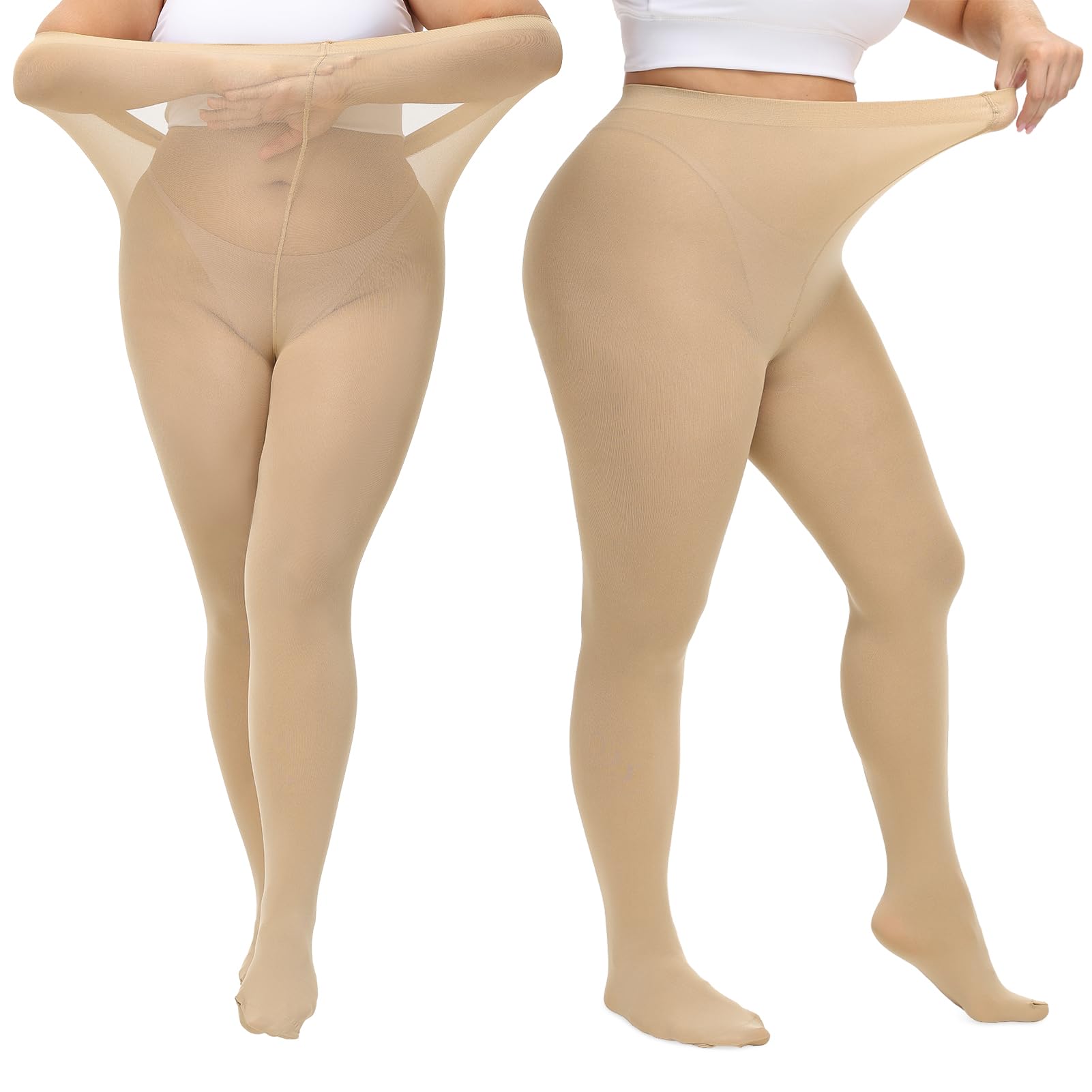 Photo 1 of 4XL. beister 2 Pack of Tights for Women, 70D Opaque Tummy leggings, Solid Color Soft Microfiber Pantyhose, High Waisted, Closed Toe Everyday Stockings for Comfort and Elegance