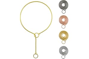 Ximipet Heavy Duty Dog Choke Collar Slip Chain Snake Collar Plating Anti-Rust Dog Training Collars for Small Large Dogs Black/Gold/Silver/Rose Gold 15.5in-29.5in