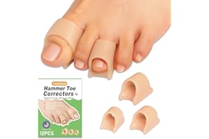 TASZOOS Hammer Toe Straightener,(12pcs) Gel Toe Corrector, Toe Straightener Relief for Hammer Toes, Curled, Crooked, Claw Toes, for Women and Men (Nude,3 Different Sizes)