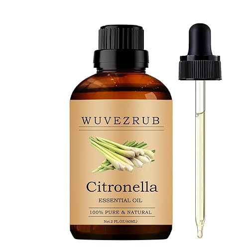 Wuvezrub Organic Citronella Essential Oil, 60ML Pure and Natural for Aromatherapy Diffuser - 2 Fl Oz