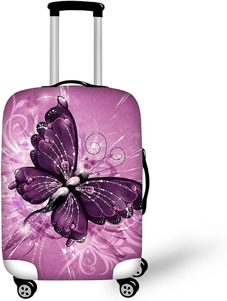 Purple Butterfly Pattern Print Luggage Cover Protector