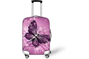 Dremagia Purple Butterfly Luggage Cover Anti-scratch Baggage Suitcase Protector Fits 18-21 Inch Luggage