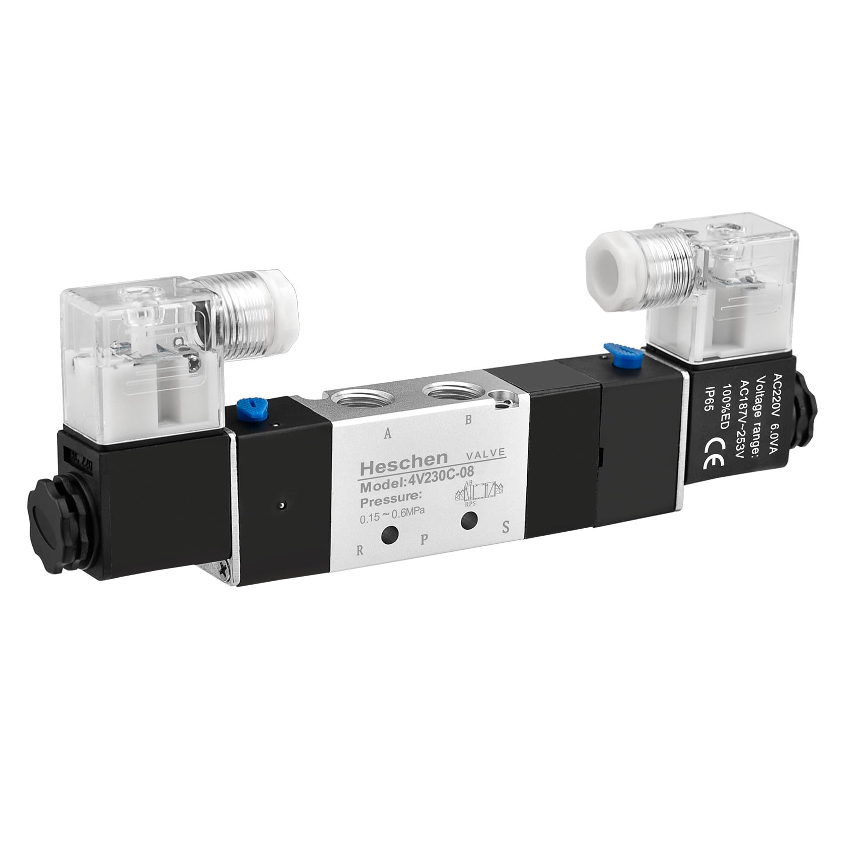 Heschen Electrical Pneumatic Solenoid Valve 4V230-08C 220VAC PT1/4 5 Way 3 Position CE