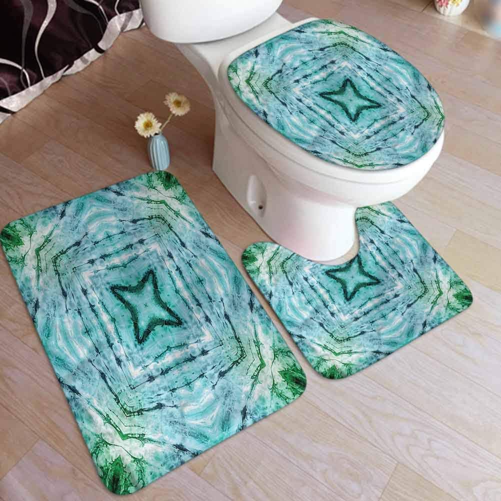 Ahuimin 3 Pieces Bathroom Rug Set, Kaleidoscope,Abstract