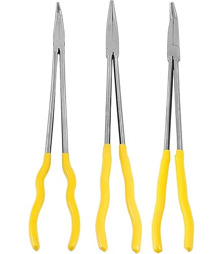 FUNSUEI 3 PCS 16 Inches Long Needle Nose Pliers Set, Long Nose Pliers Set, Long Reach Pliers Set For , 90-Degree Angle, 45-Degree Angle, Straight - View #12