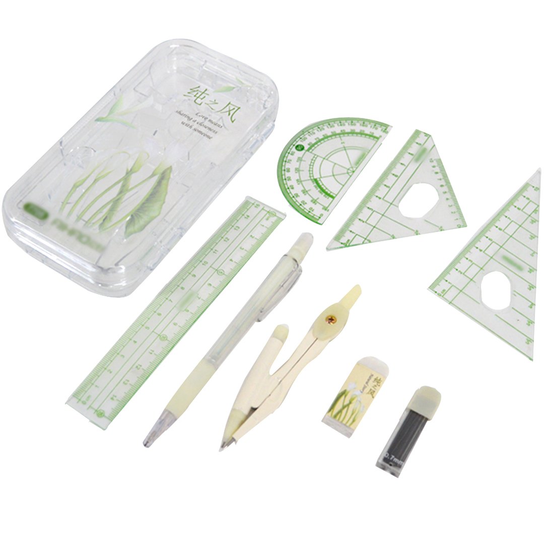 LA HAUTE Drawing Ruler Set 8Pcs Compass Protractors Square Set Math Geometry Set Stationery Gifts