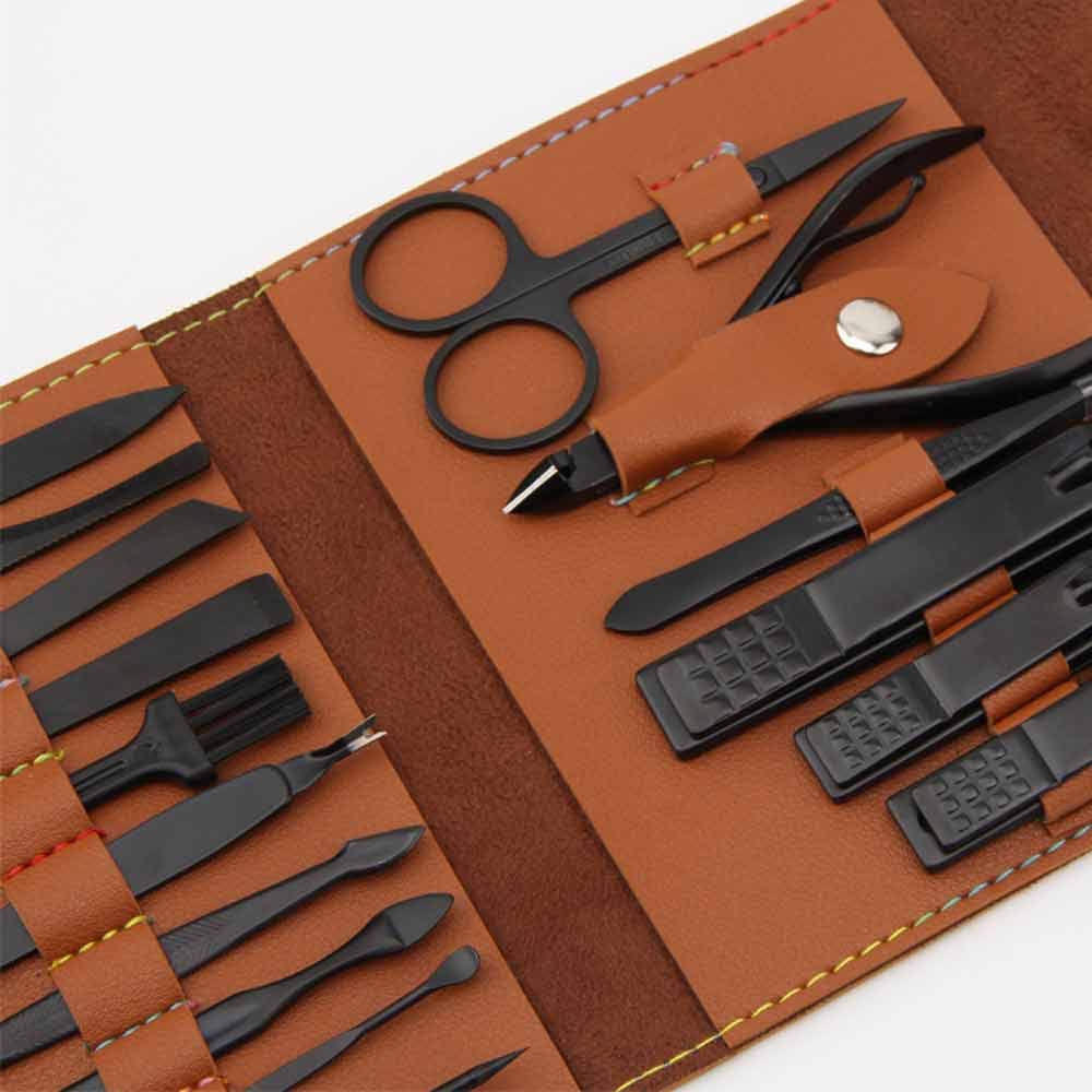 AIWOGEP 16 Pieces Manicure Set with PU Leather Case, Personal Care Tool Kits, Stainless Steel Pedicure Set, Nail Clippers Scissors Gifts for Men/Women, Anniversary, Christmas, Birthday : Beauty