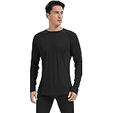 woolcano Men's 100% Merino Wool Base Layer Tops Lightweight Long Sleeve Active Base Layer