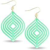 ZENZII Acrylic Earrings Resin Layered Leaf Drop Dangle Earrings with Gold Post fasion gift for Women