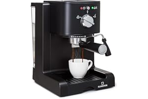 KLARSTEIN Passionata Rossa Espresso and Cappuccino Machine, 15 Bars of Pressure, Steam Frother for Frothing Milk and Preparing Hot Drinks, 0.33 gallon (6 cups)