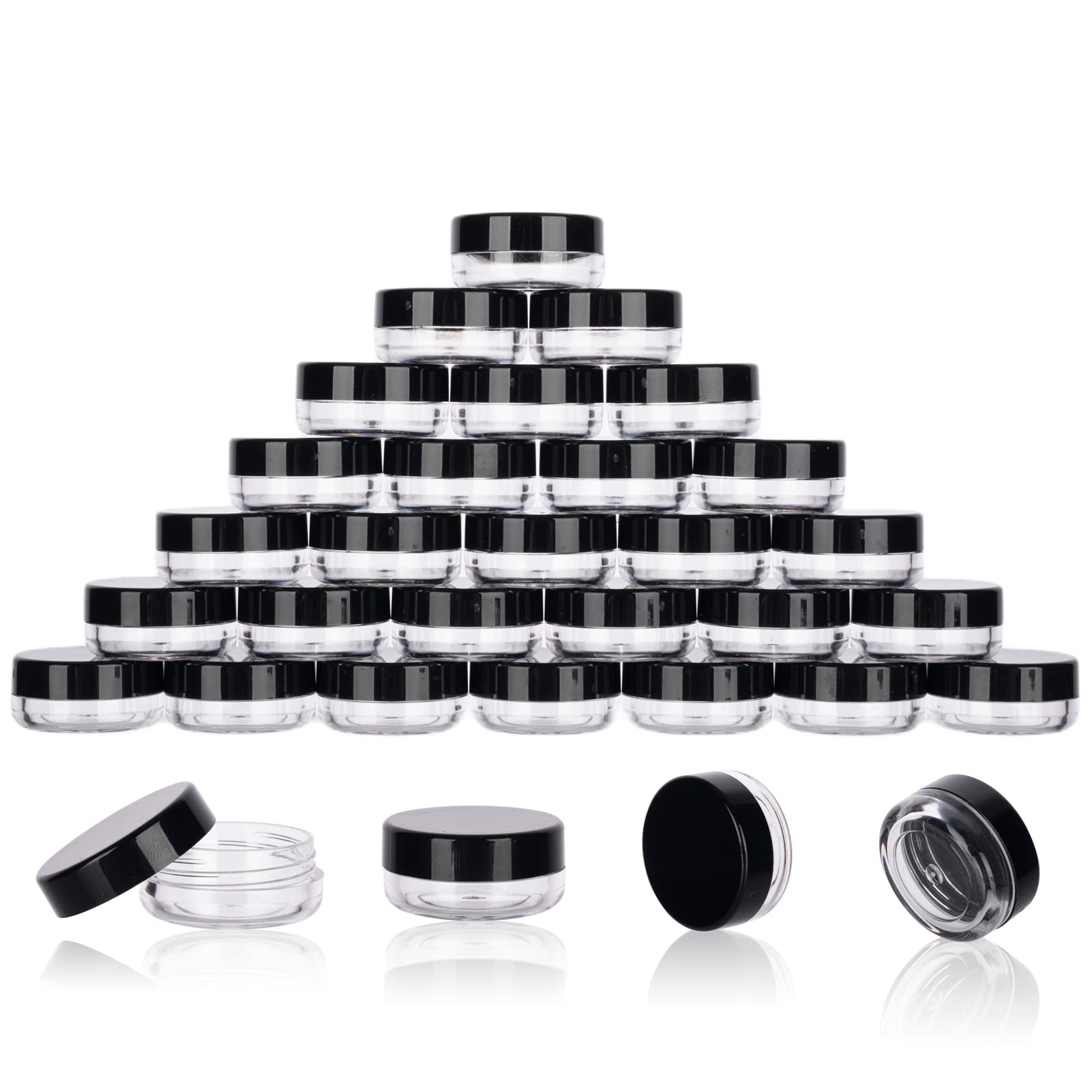 Photo 1 of 3 Gram Sample Containers with Lids, 50 Count Tiny Sample Jars, Empty Lip Balm Containers, Mini Cosmetic Containers with Lids, Makeup Travel Containers with Labels, Mini Disposable Spatulas
