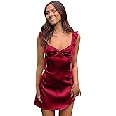 UIYPIWT Satin Mini Cocktail Dresses - Spaghetti Straps Sleeveless Short Homecoming Dresses for Women Burgundy C US4