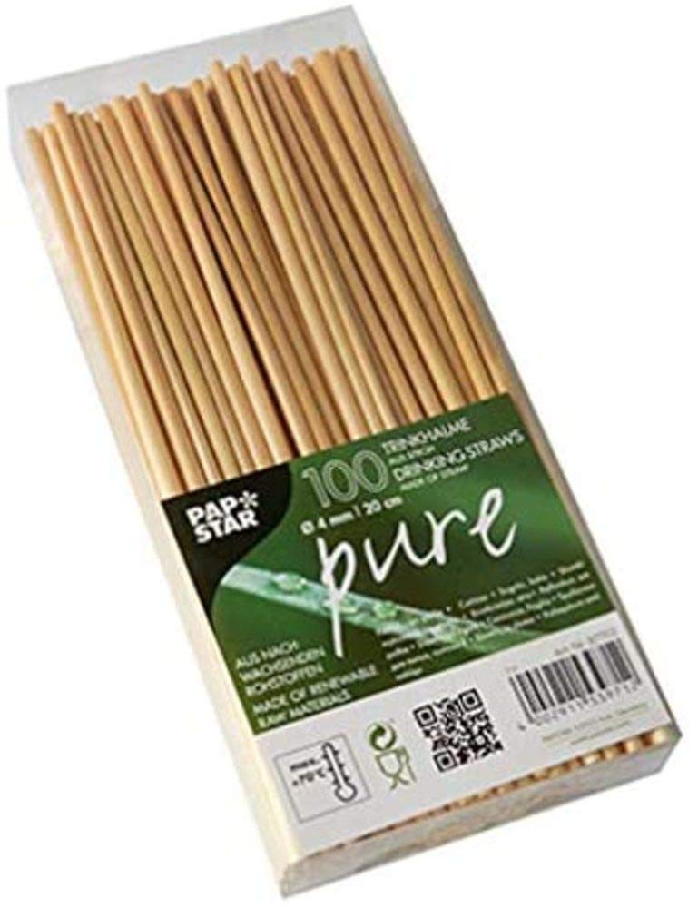 PAPSTAR 100% Biodegradable and Compostable Straws / Straws - Pack of 100
