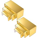 Chuangdi 2 Sets Acrylic Display Risers, Product Stand, Jewelry Display Riser Shelf Showcase Fixtures for Dessert Cupcake Candy Figure Treat Action Showcase (Gold,Large Set)