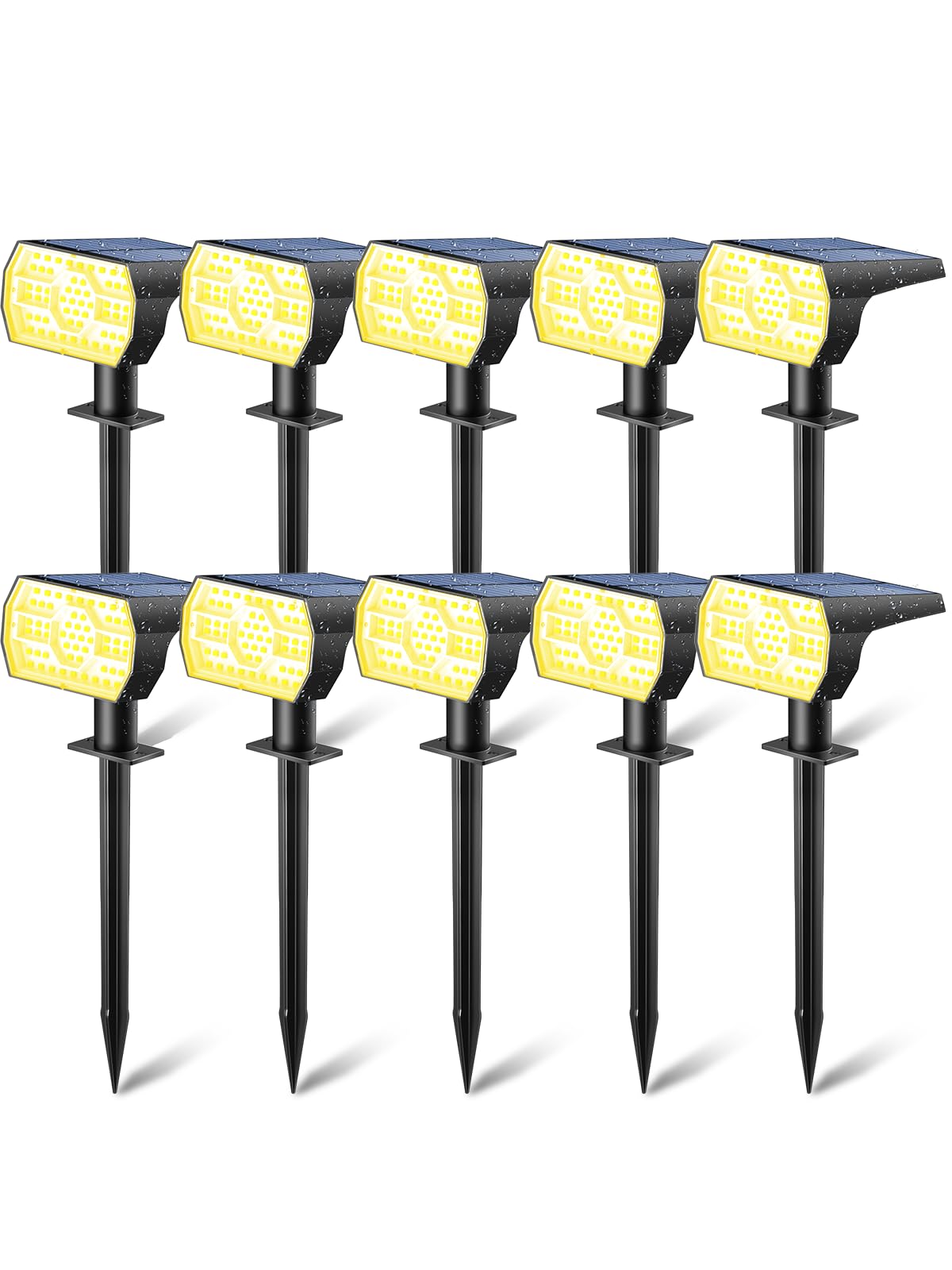 Photo 1 of Kaxiida Solar Lights Outdoor Waterproof IP68, 3 Lighting Models Solar Powered Spot Lights Outdoor, 56LED Solar Light Dusk to Dawn for Yard Patio Garden Pathway Landscape Lighting (Warm White,10 Pack)