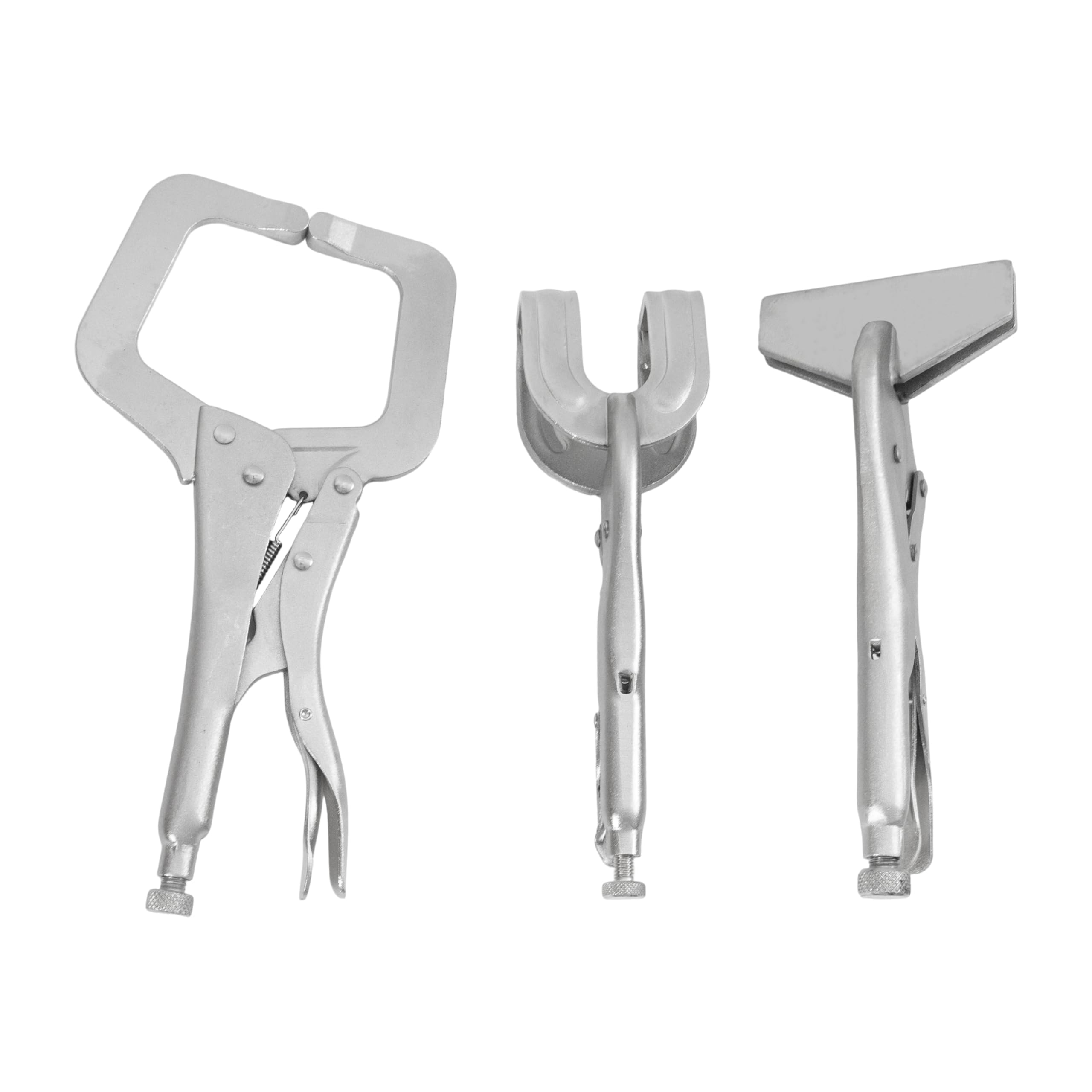 HFS (R) 3Pcs Assorted Locking Welding Clamp Chrome Plated: 11-Inch/279mm Regular Tip Locking C-Clamp ; 9R 9-Inch/228.6mm Locking Welding Clamp ; Locking 8-Inch/203mm Sheet Metal Tool 23 Vise Grip
