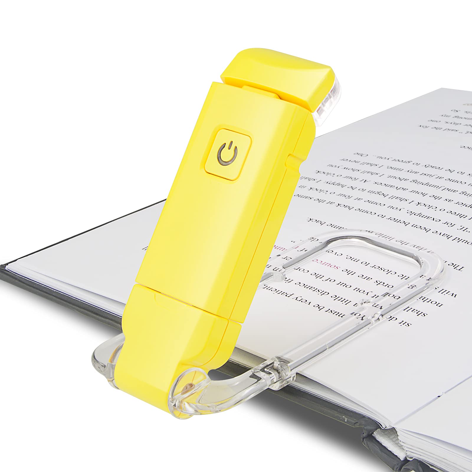 HONWELL USB Rechargeable Reading Light Clip on Book Light for Reading in Bed, 3 Brightness Adjustable for Eye Care, Dimmable Book Lamp for Bookworms, Kids, Yellow